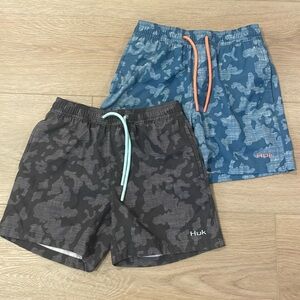 Boys Huk swim trunks, YSmall, 1 blue, 1 black/gray, sold together